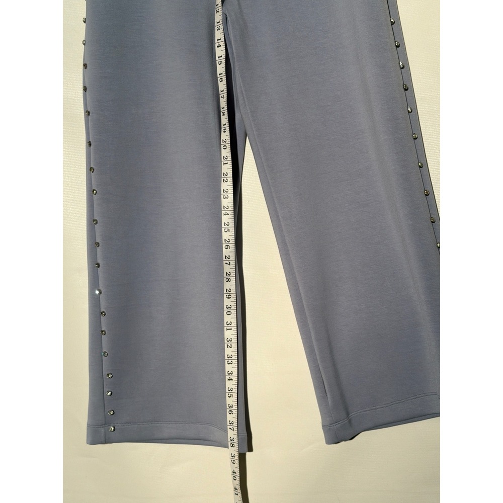 Boston Proper Soft Wide Leg Pants w/ Studded, Blue Crystal Rhinestone Size 10 - Picture 3 of 6